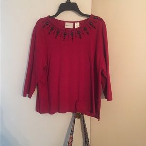Alfred Dunner 3/4 sleeve red top